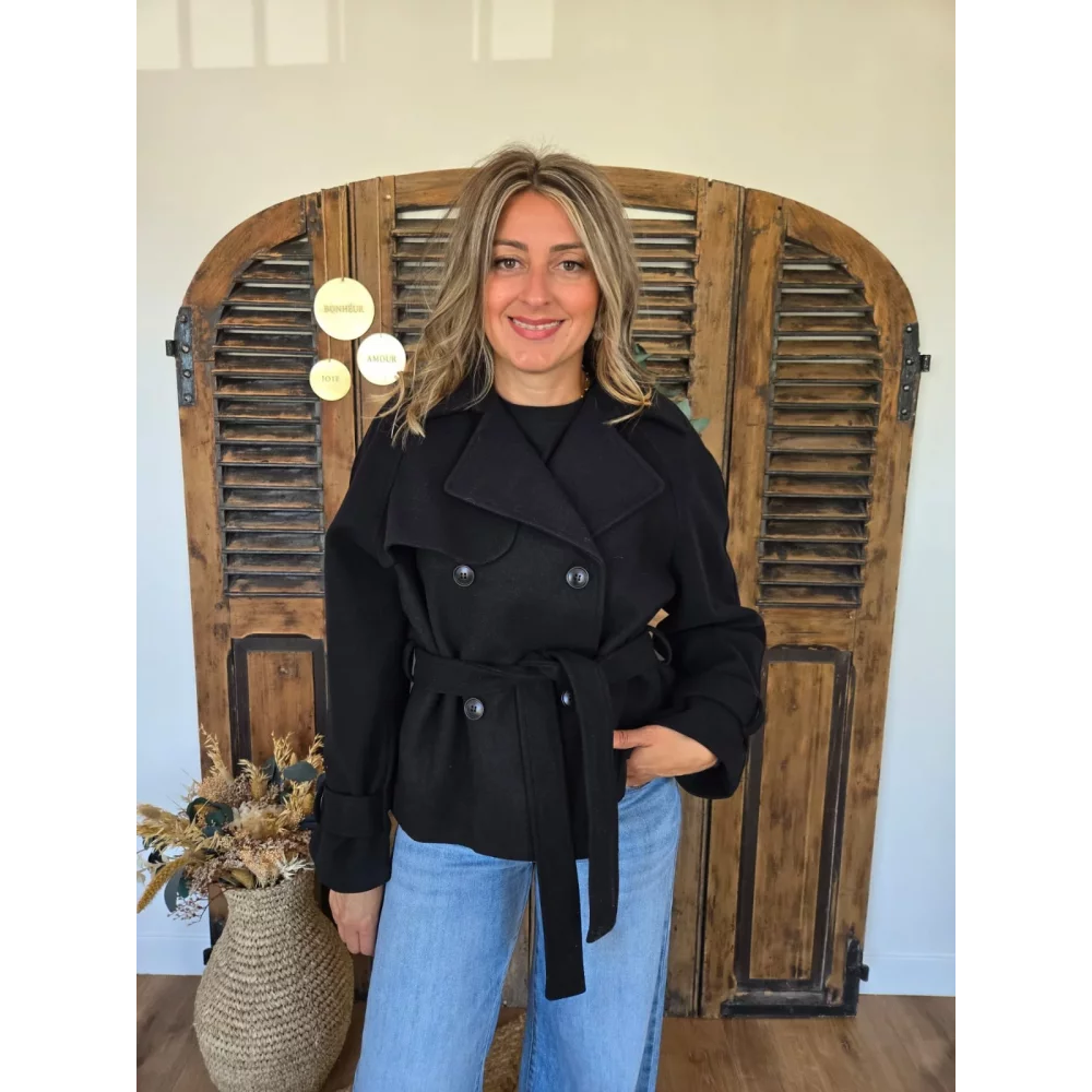 Veste Manteau Cecile noir en laine