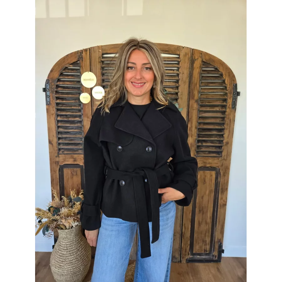 Veste Manteau Cecile noir en laine