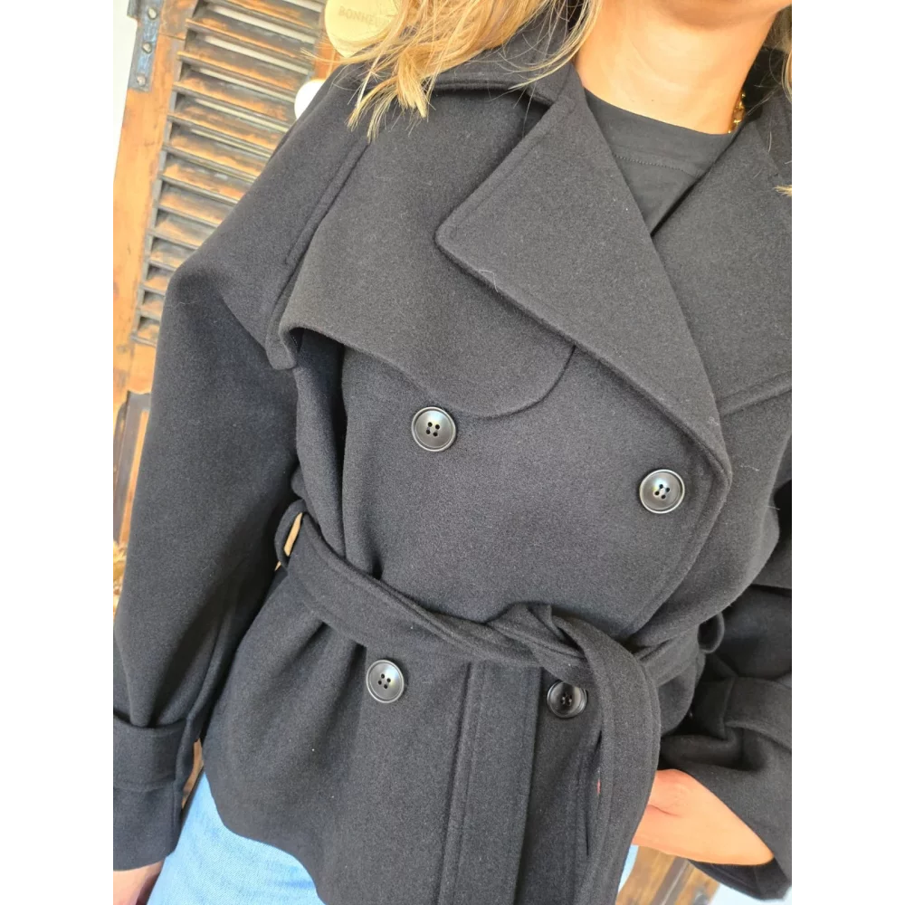 Veste Manteau Cecile noir en laine