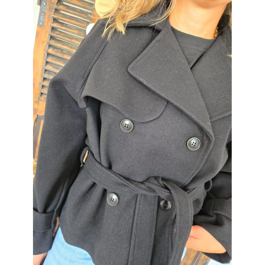 Veste Manteau Cecile noir en laine