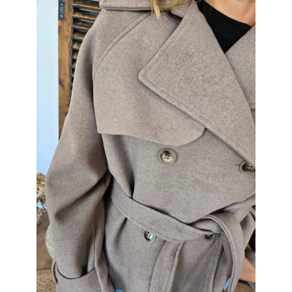 Veste Manteau Cecile taupe en laine