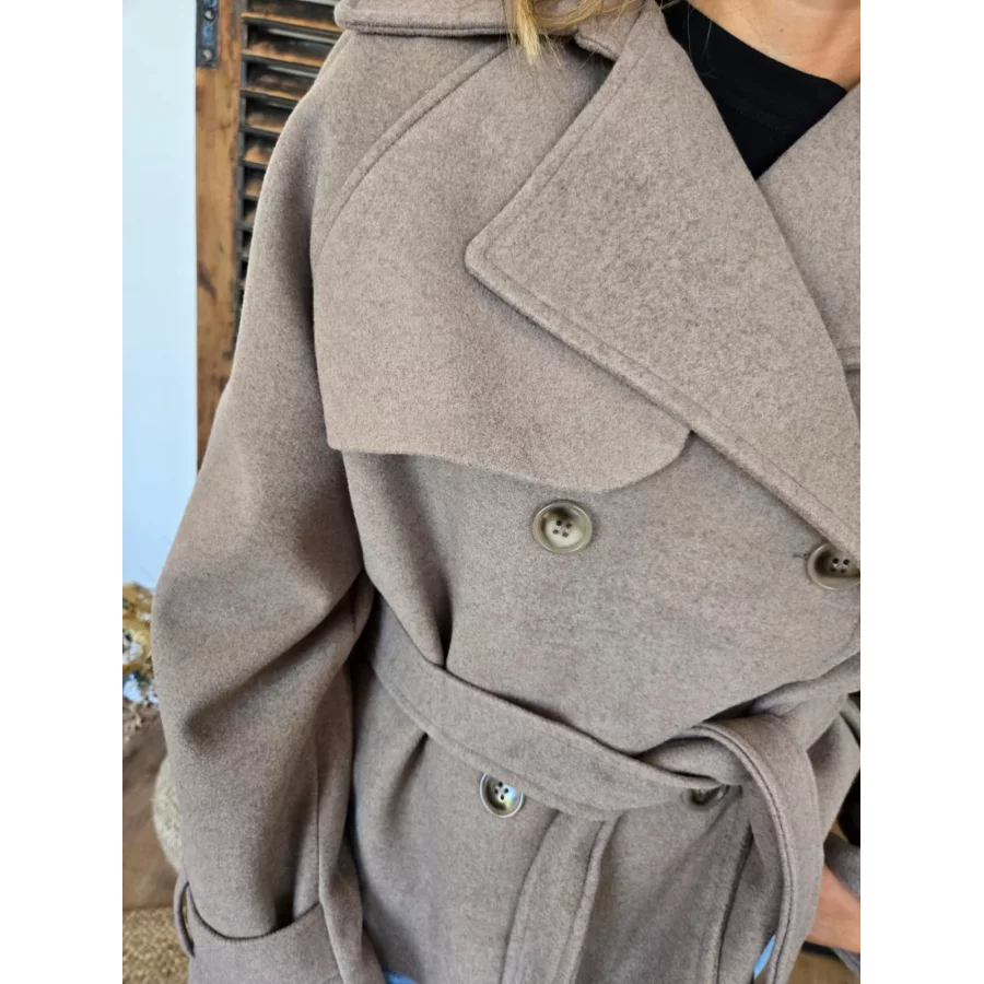 Veste Manteau Cecile taupe en laine