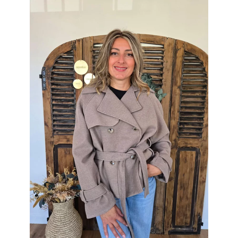 Veste Manteau Cecile taupe en laine