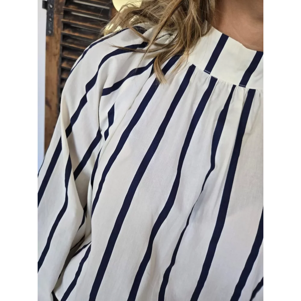 Blouse Leonie ecru rayures marine