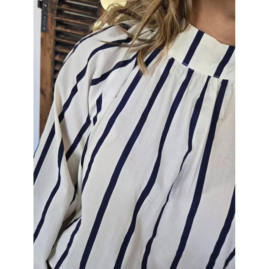 Blouse Leonie ecru rayures marine