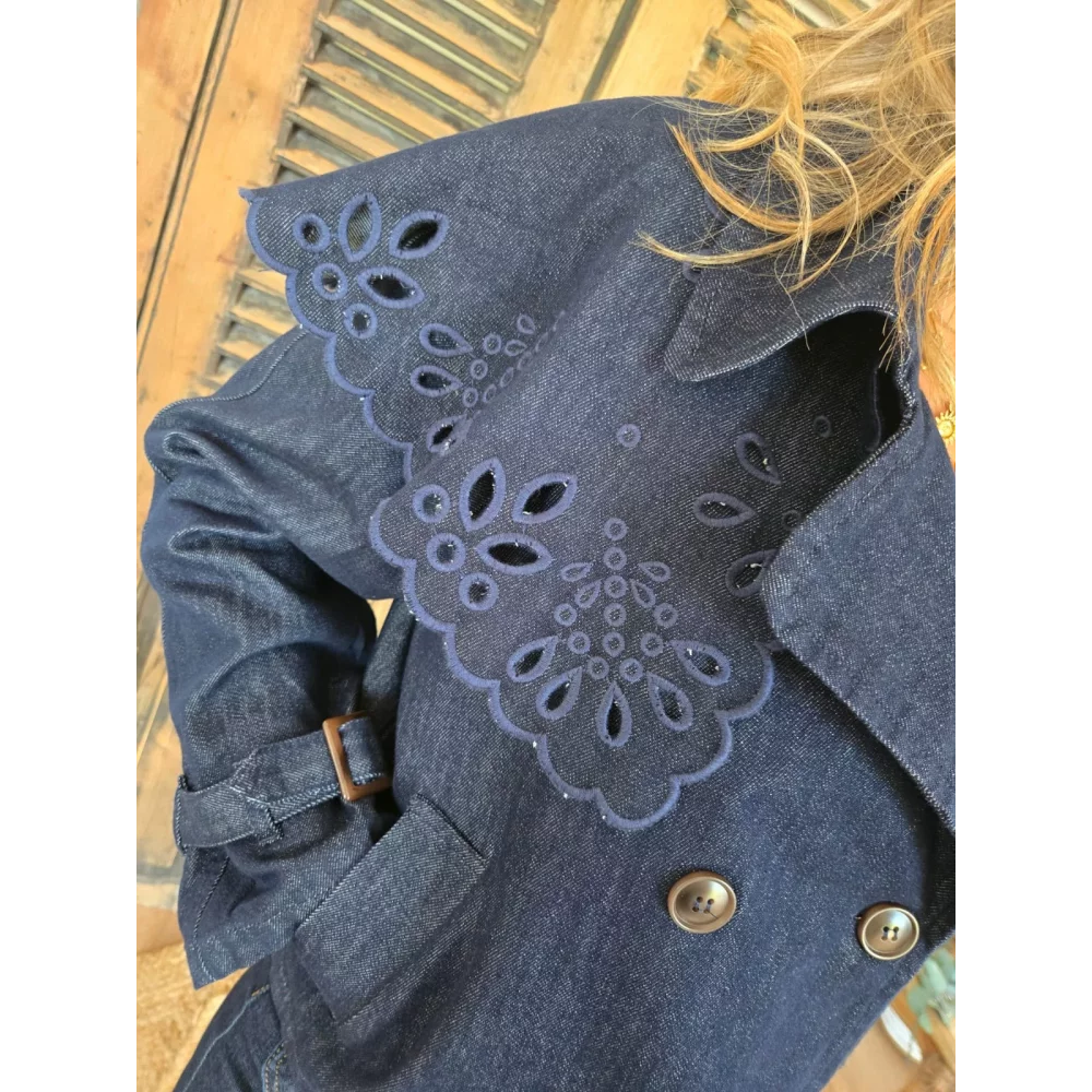 Veste en jean Lilou col cape