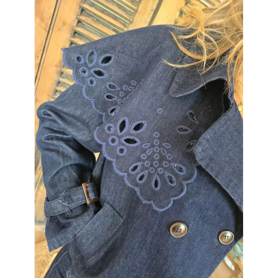 Veste en jean Lilou col cape