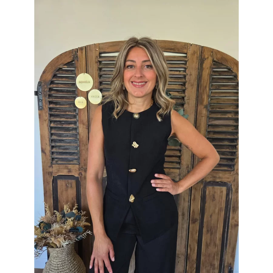 Gilet garcon de café Leo noir