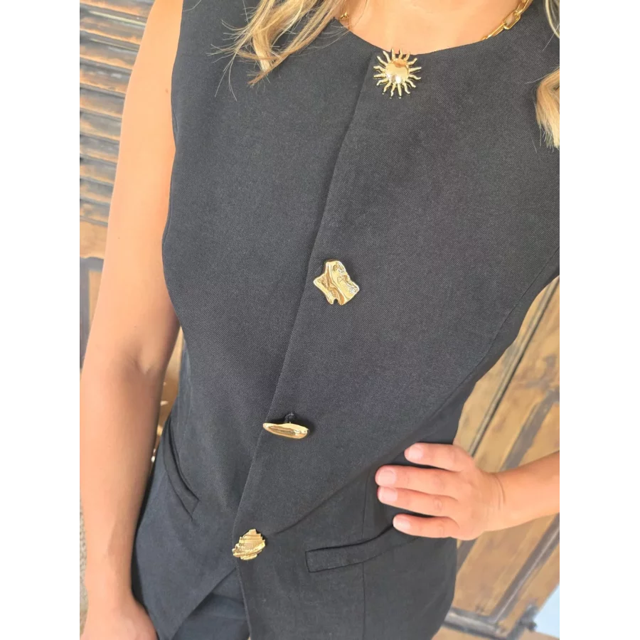 Gilet garcon de café Leo noir