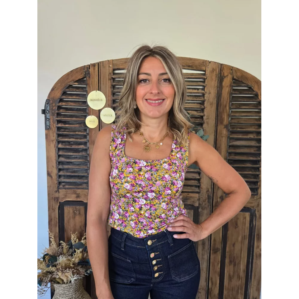 Top Noa moutarde fleuri