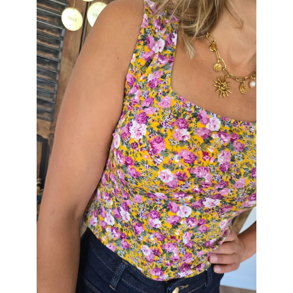 Top Noa moutarde fleuri