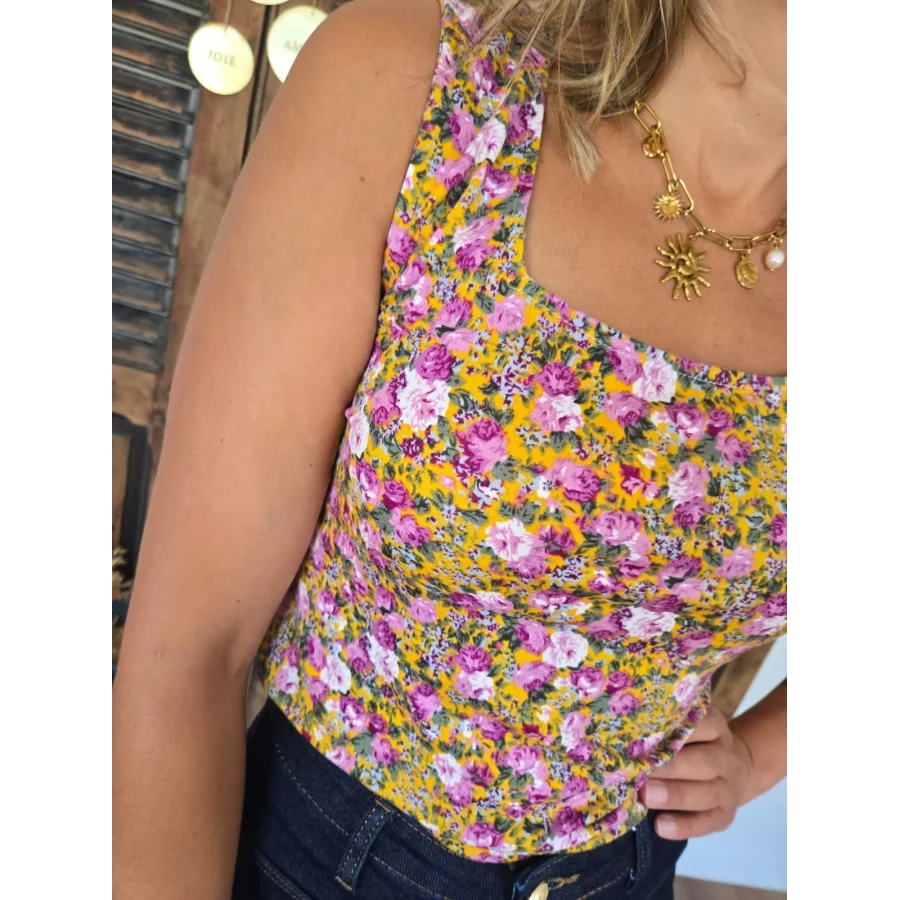 Top Noa moutarde fleuri