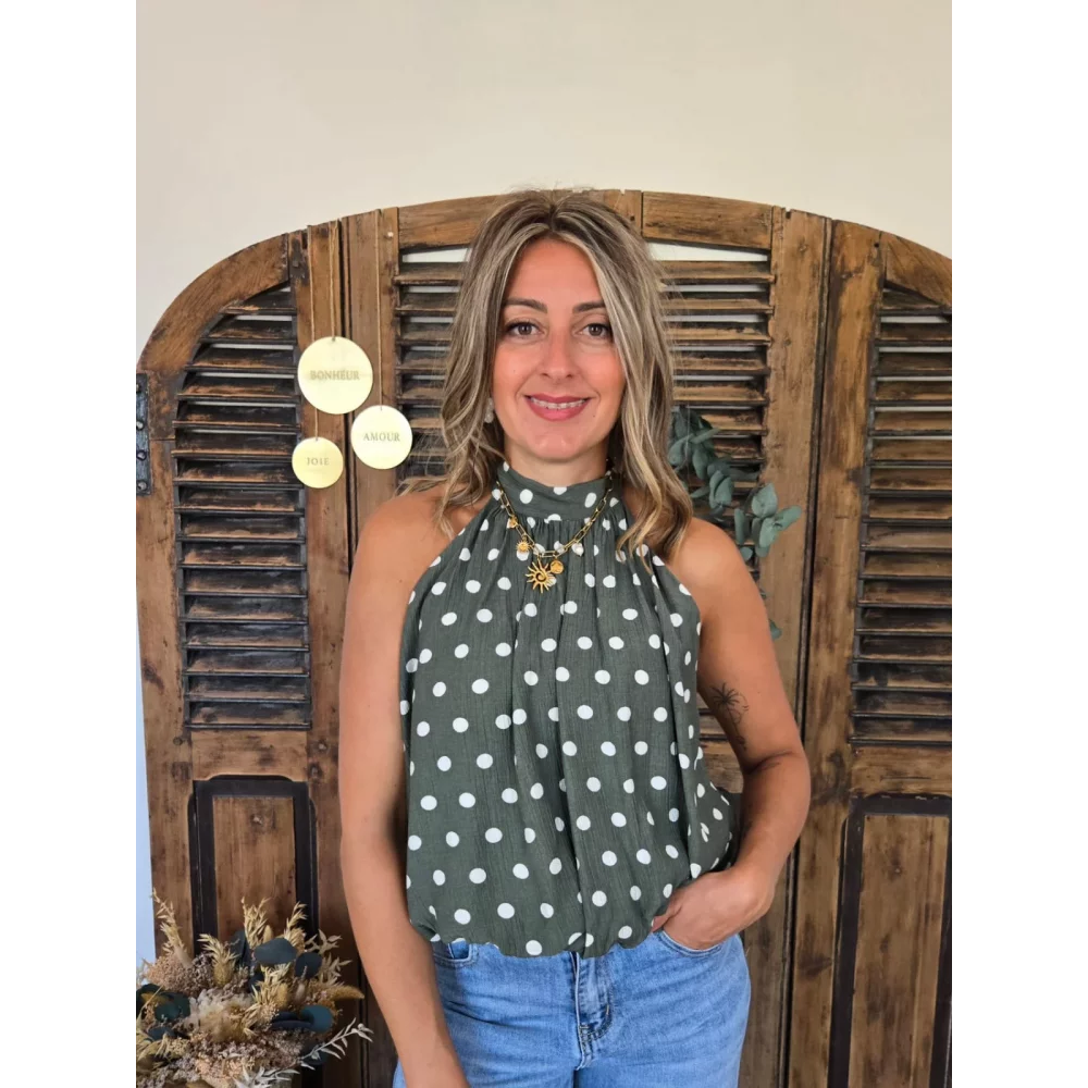 Blouse Maia kaki pois blanc