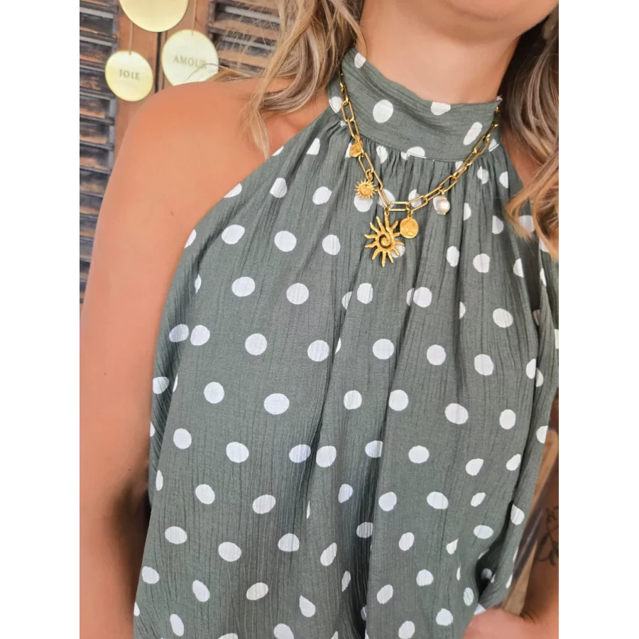 Blouse Maia kaki pois blanc