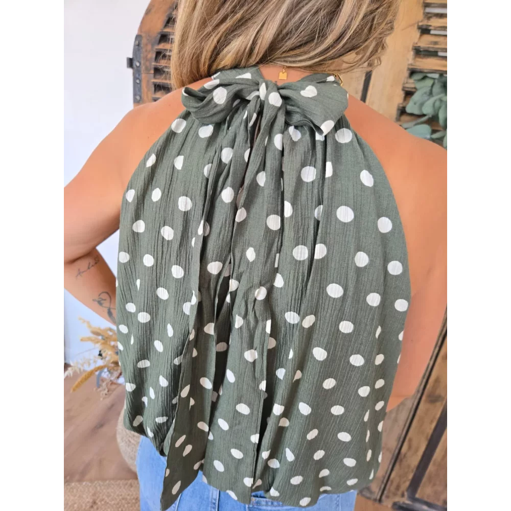 Blouse Maia kaki pois blanc