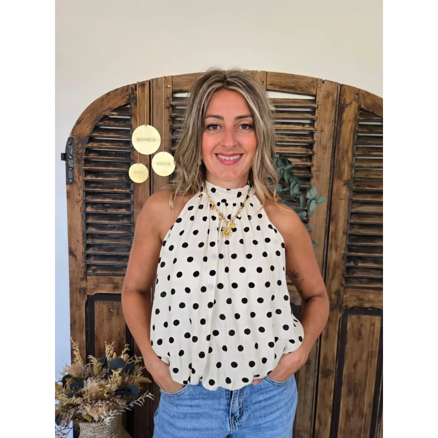 Blouse Maia beige pois noir