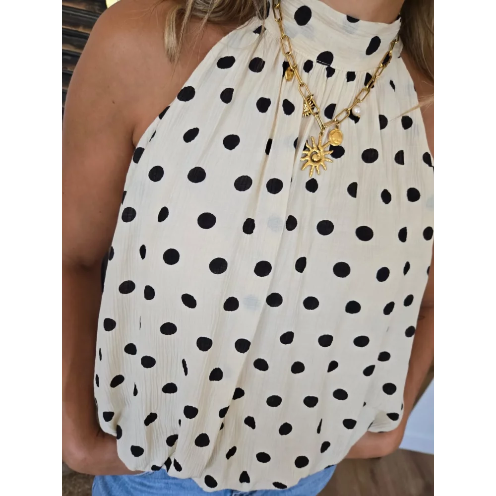 Blouse Maia beige pois noir