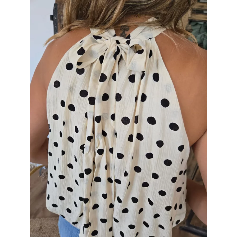 Blouse Maia beige pois noir