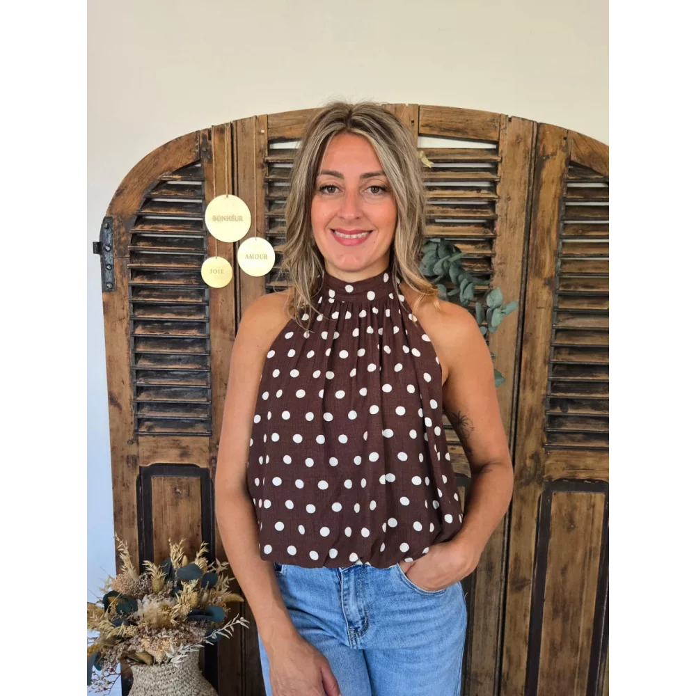 Blouse Maia choco pois ecru