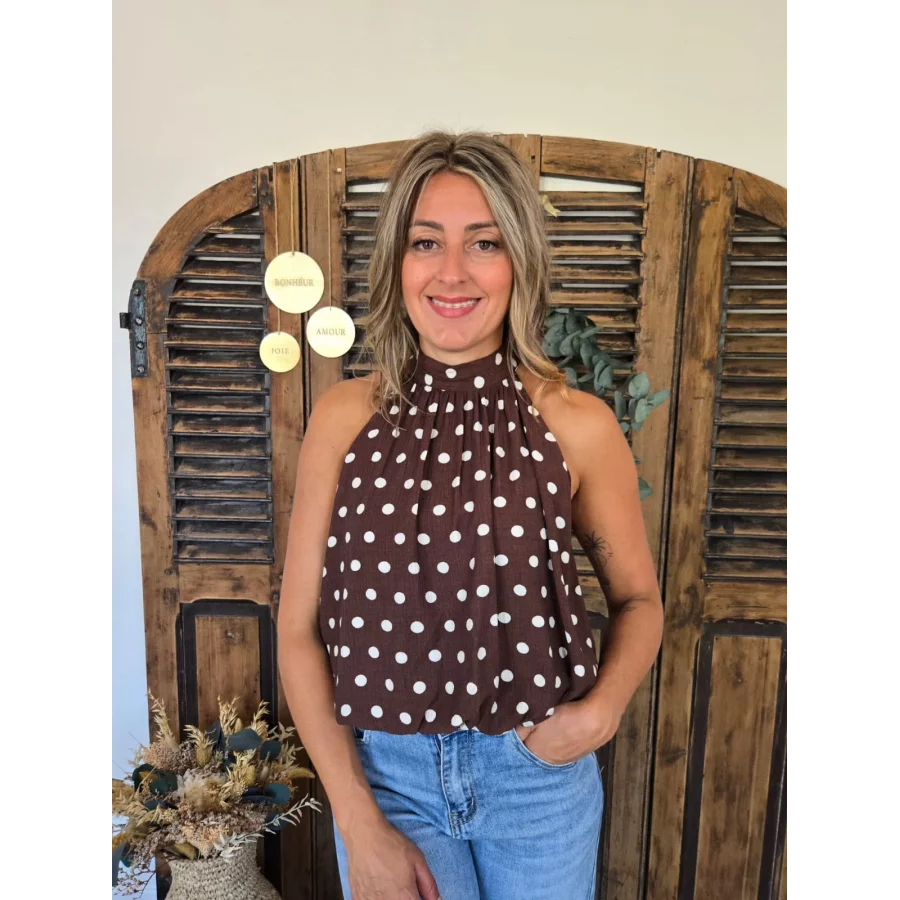 Blouse Maia choco pois ecru