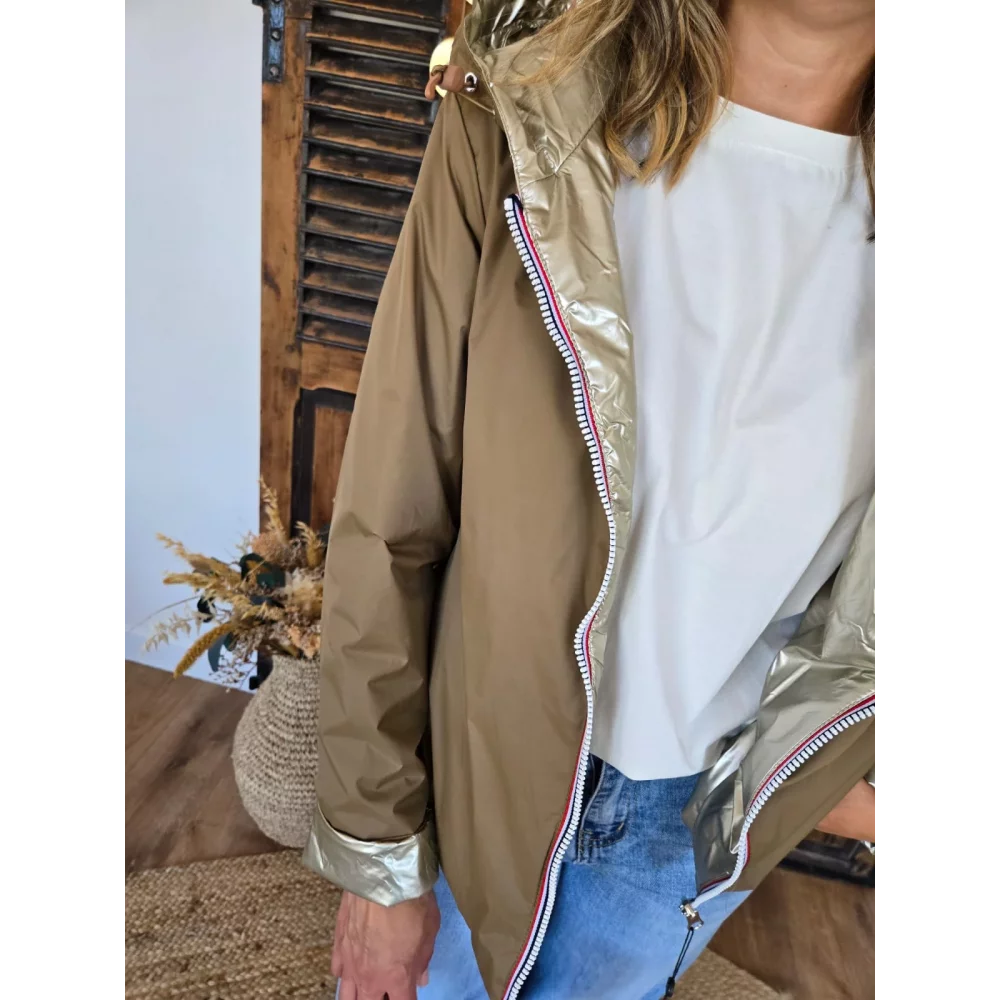 Veste impermeable camel reversible mi saison