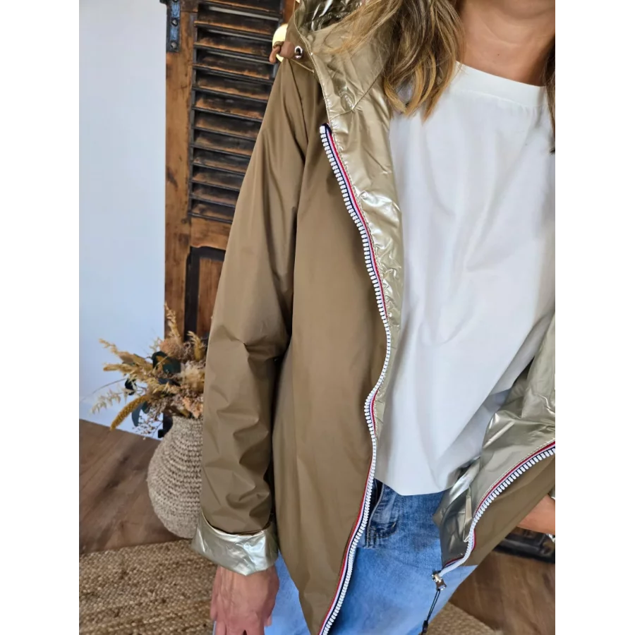 Veste impermeable camel reversible mi saison