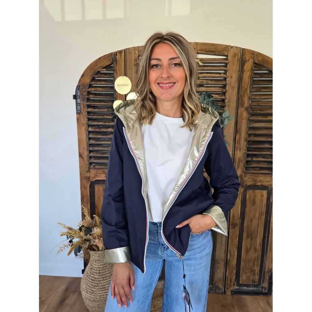 Veste impermeable marine reversible mi saison