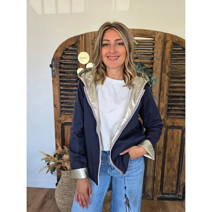 Veste impermeable marine reversible mi saison