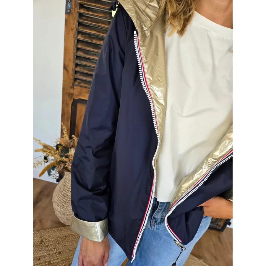 Veste impermeable marine reversible mi saison