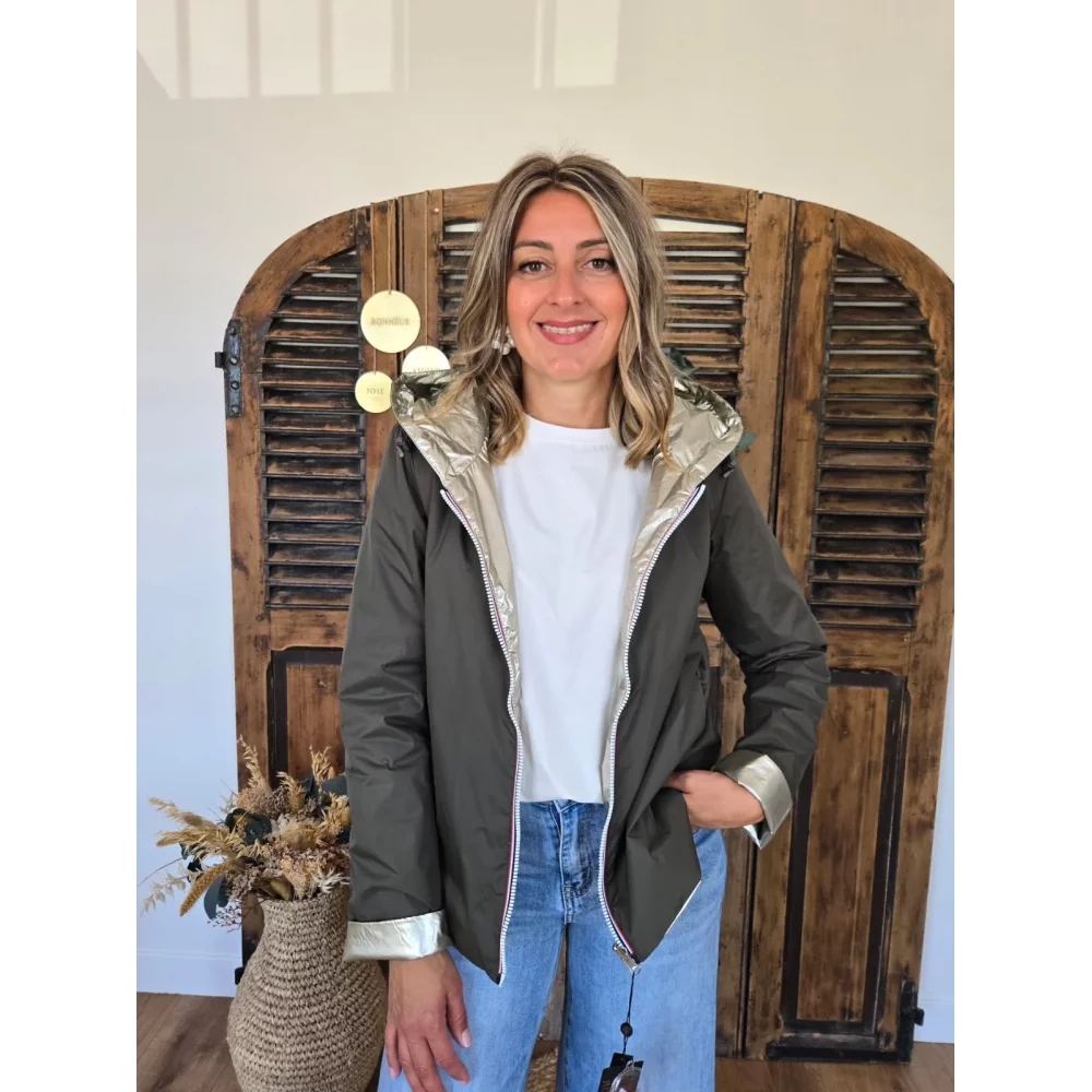 Veste impermeable kaki reversible mi saison