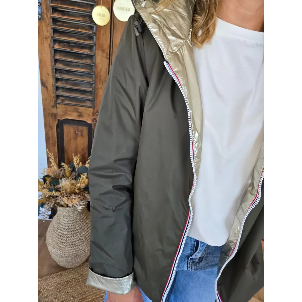 Veste impermeable kaki reversible mi saison