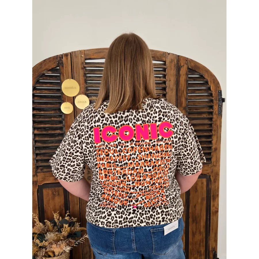 T-shirt Iconic leopard inscription rose