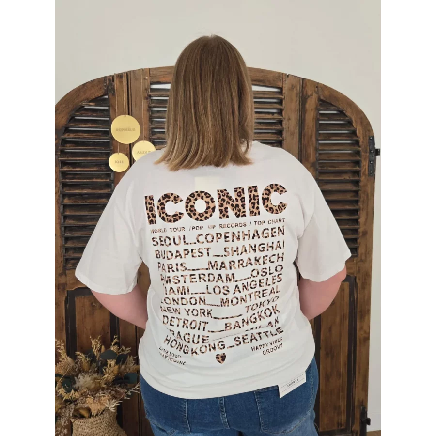 T-shirt blanc Iconic leopard