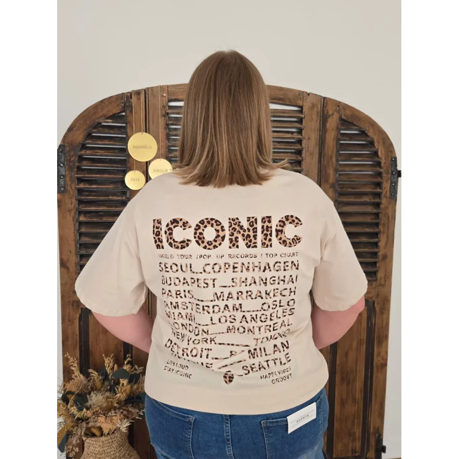 T-shirt beige Iconic leopard