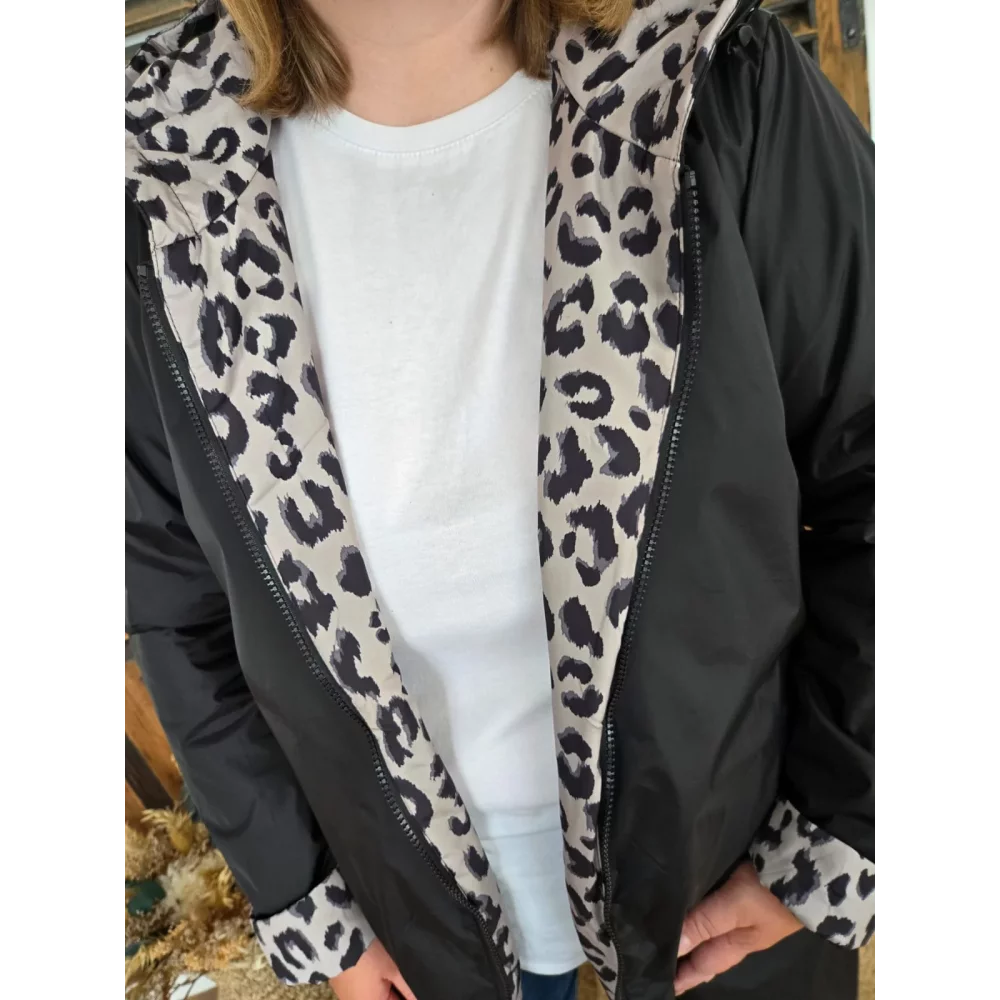 Impermable doublé noir reversible leopard