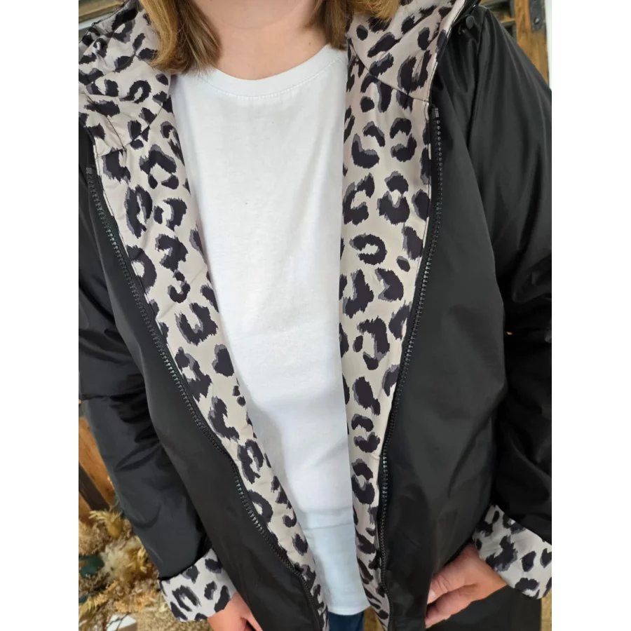 Impermable doublé noir reversible leopard