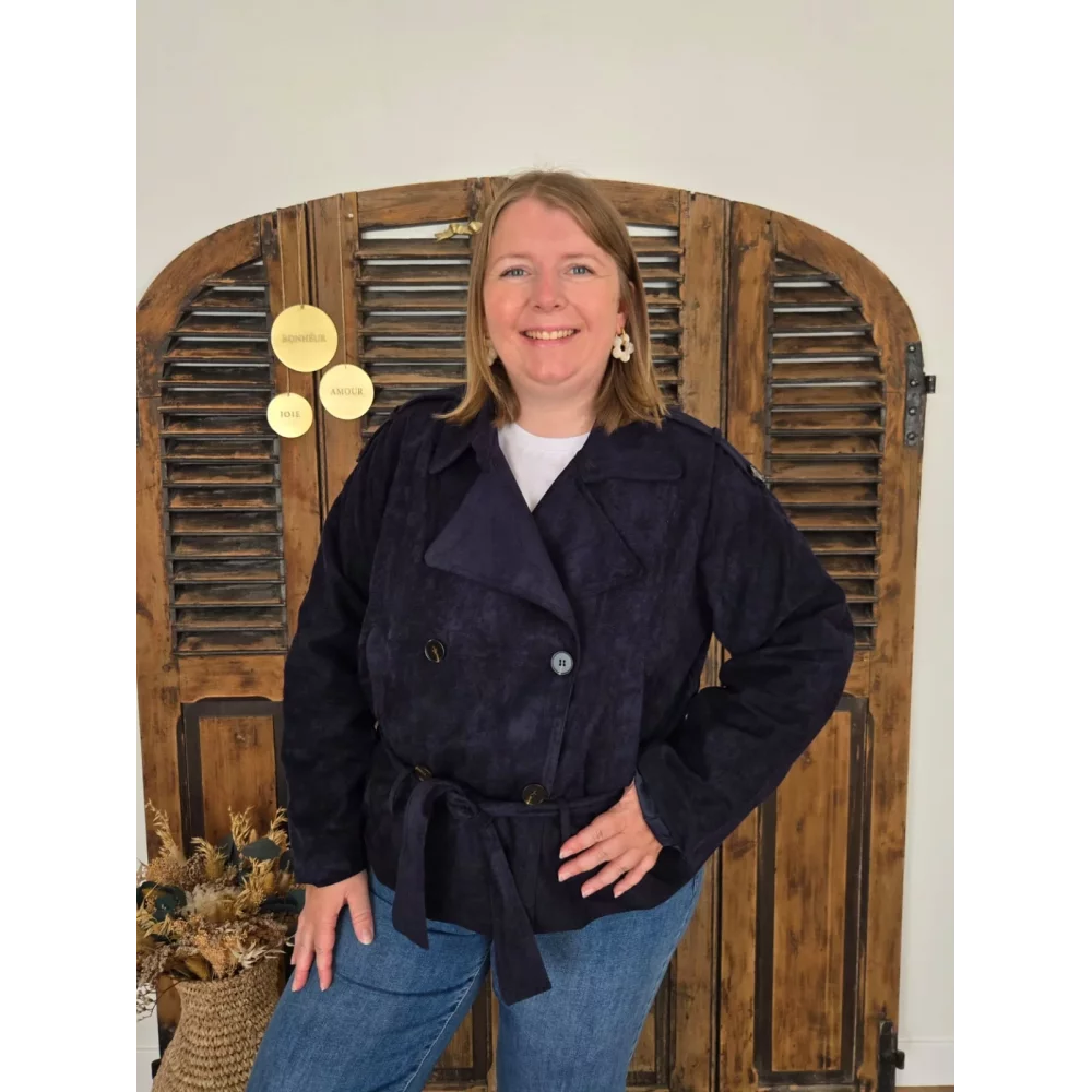 Veste Trench Judith suedine bleu marine