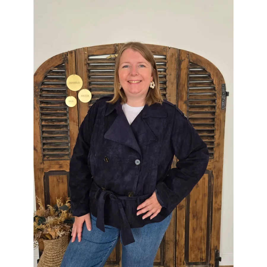 Veste Trench Judith suedine bleu marine