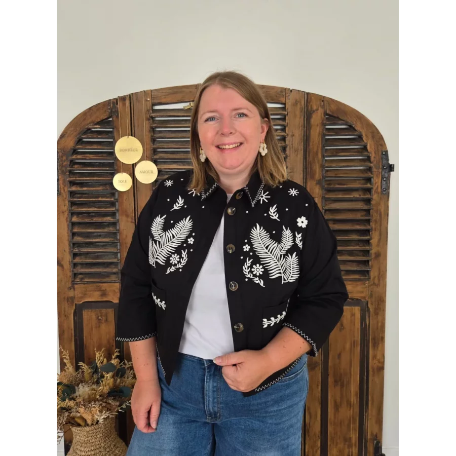 Veste Clea noir brodée