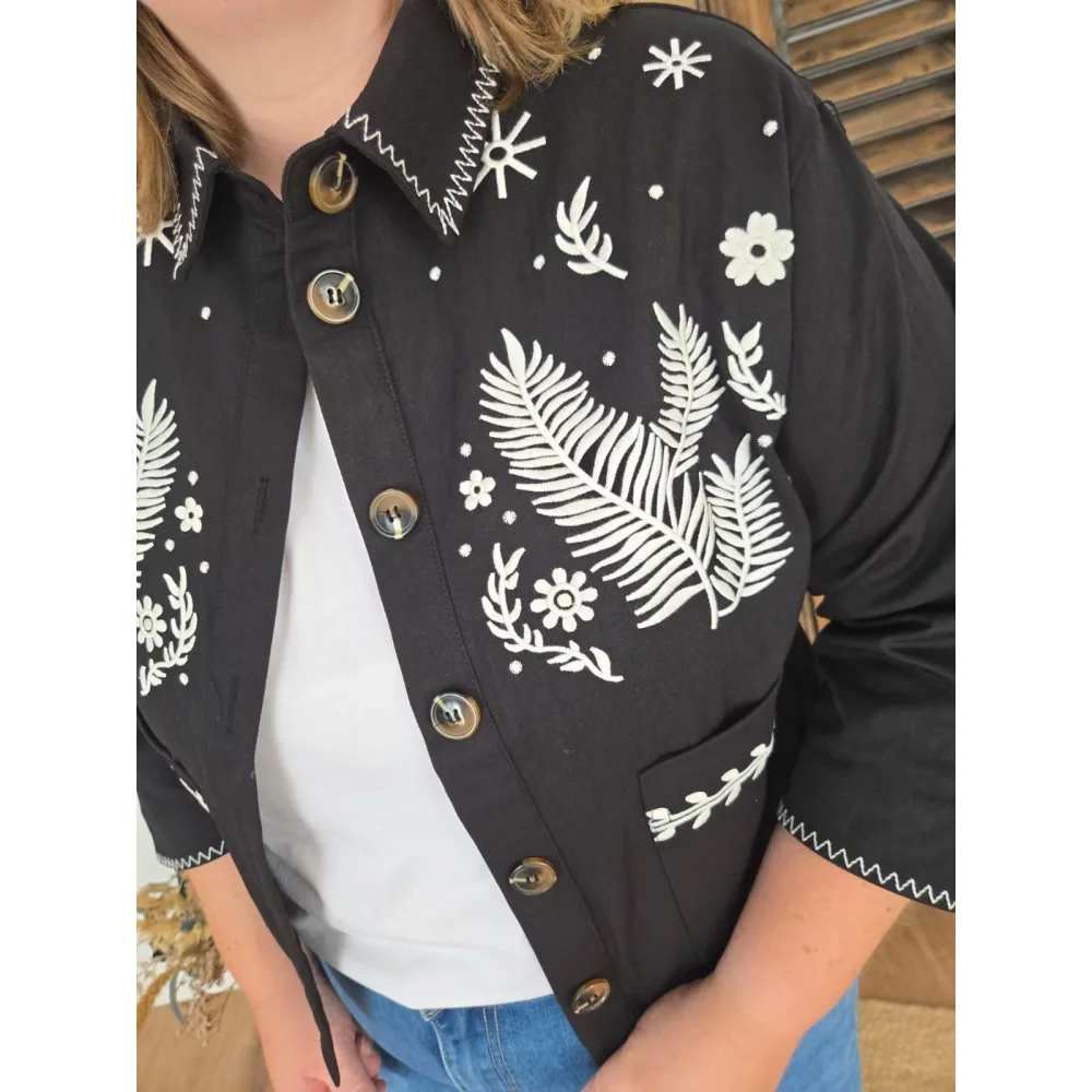 Veste Clea noir brodée