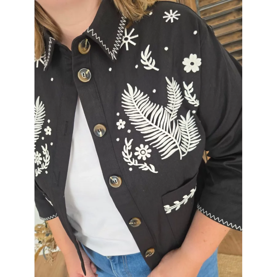 Veste Clea noir brodée