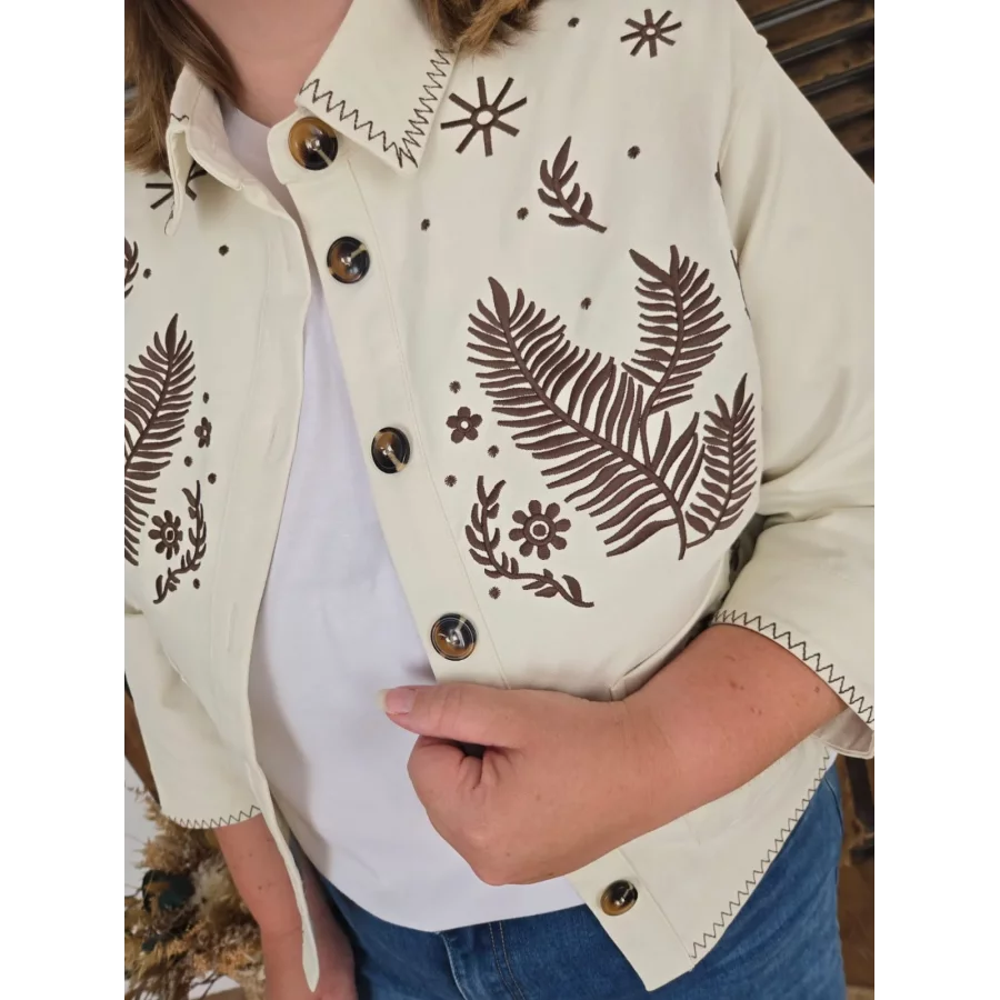 Veste Clea ecru brodée