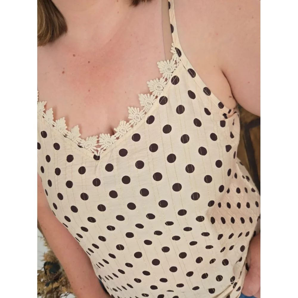 Top Martin beige à pois