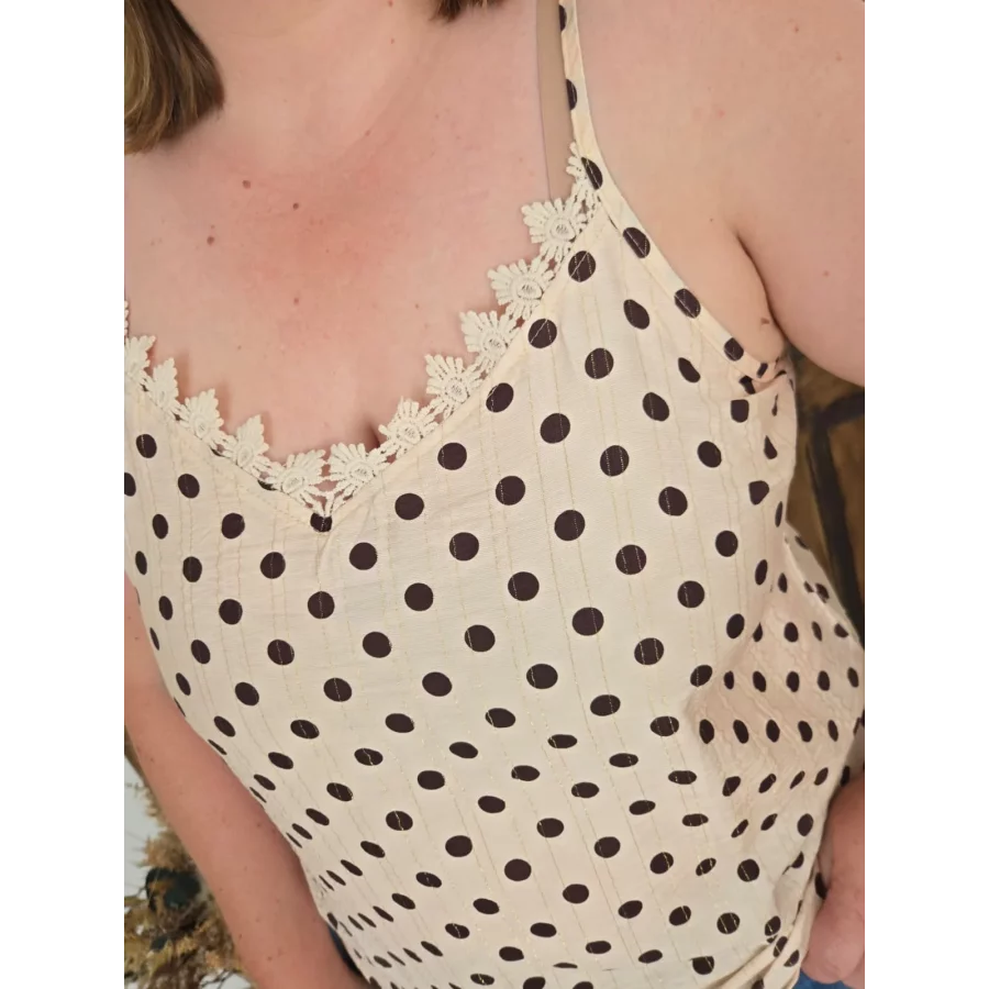 Top Martin beige à pois