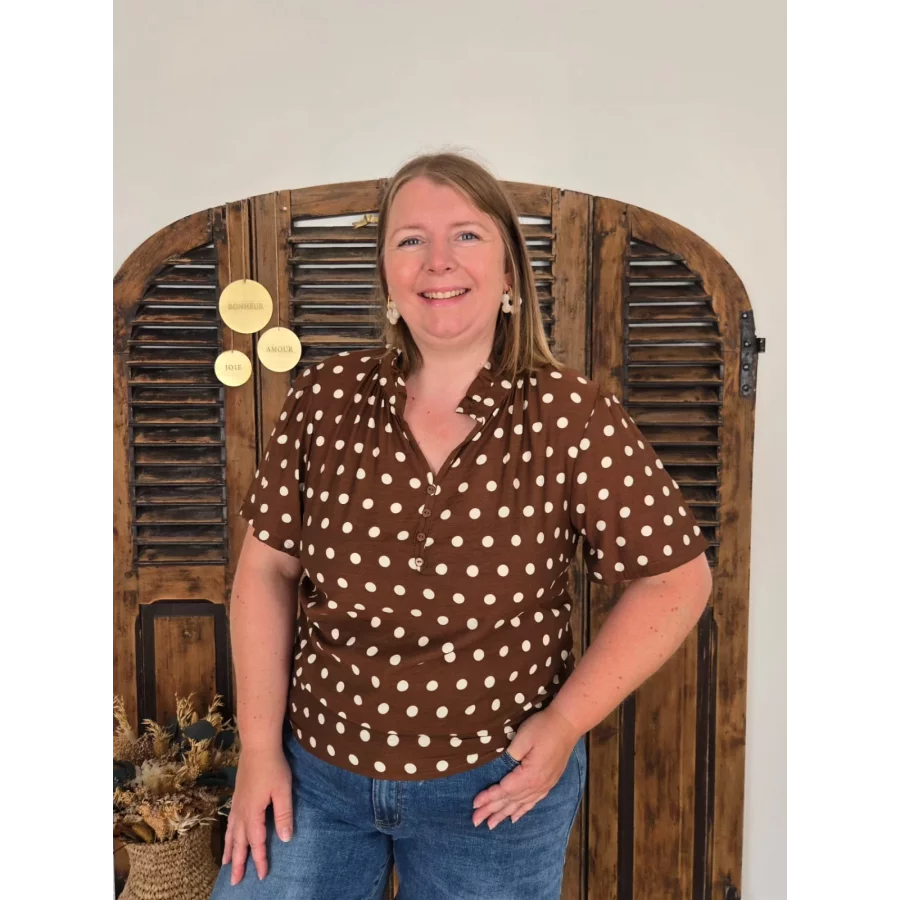 Blouse Cindy choco à pois