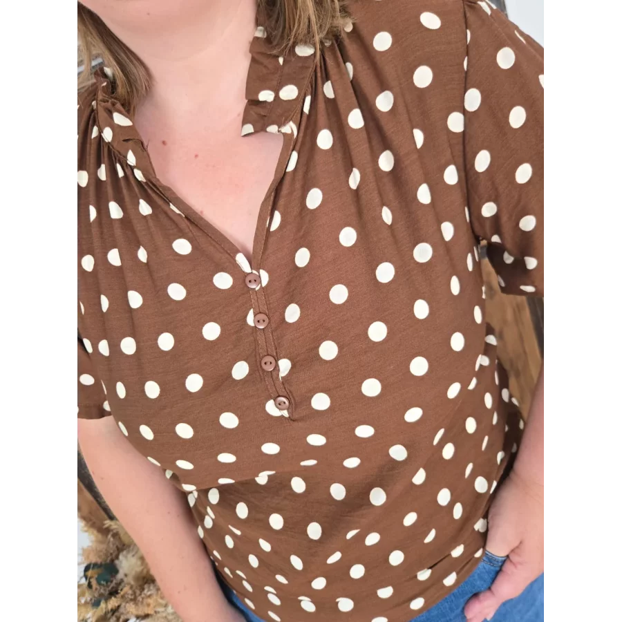 Blouse Cindy choco à pois