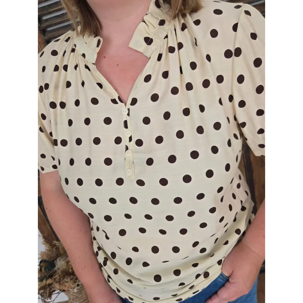 Blouse Cindy beige à pois