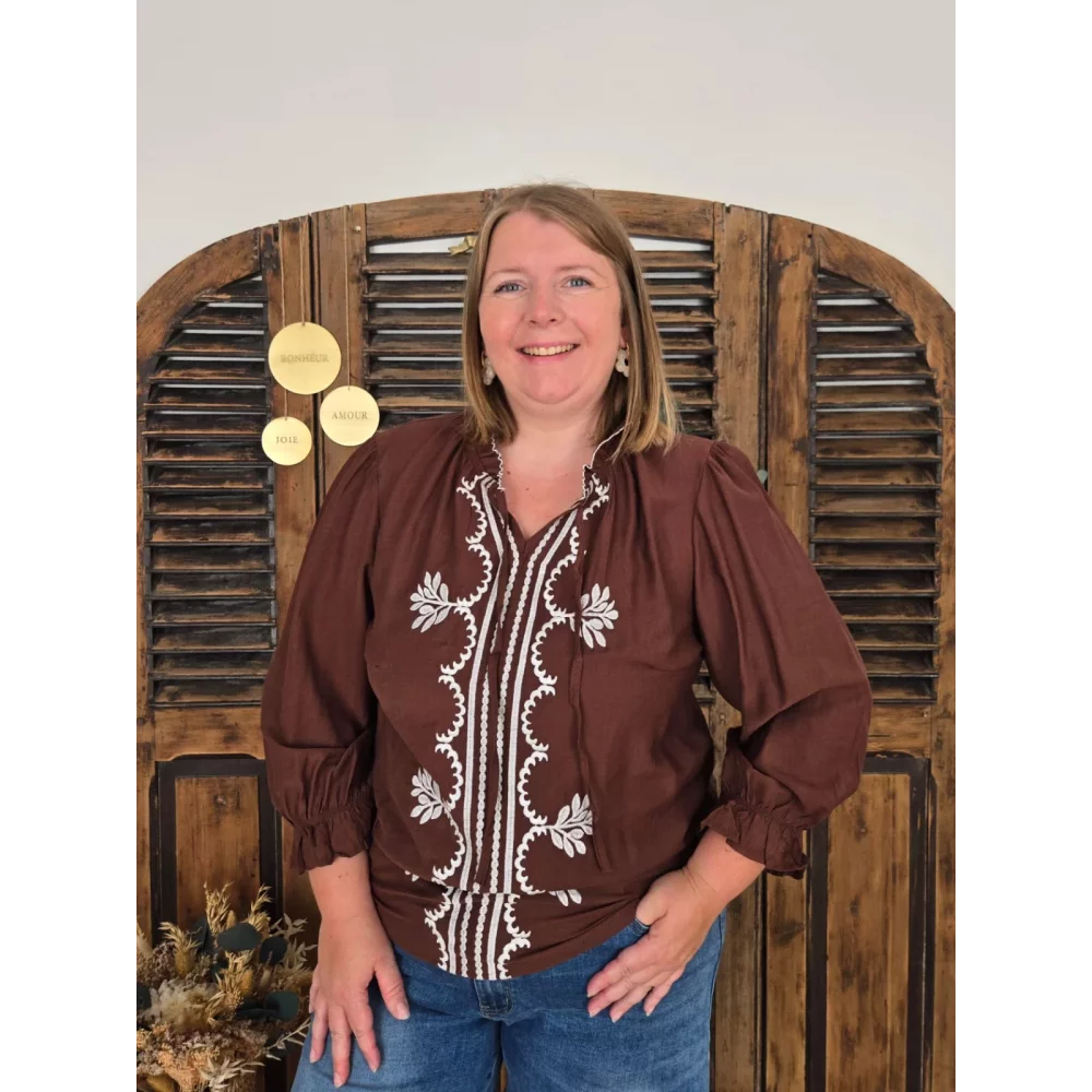 Blouse Claire brodée choco