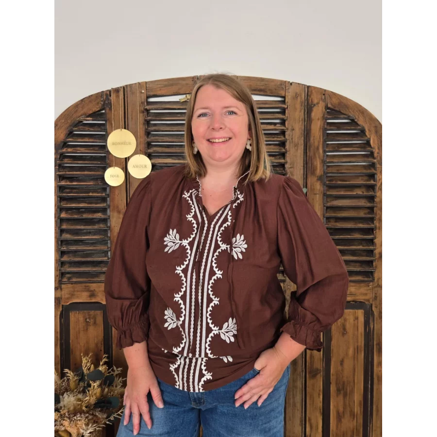 Blouse Claire brodée choco