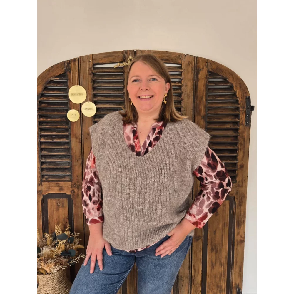 Pull Noah sans manches taupe